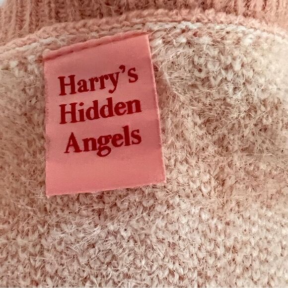 Harry’s Hidden Angels Cherry Fuzzy Cropped Cardigan Sweater Peach XL Gingham - Picture 9 of 11